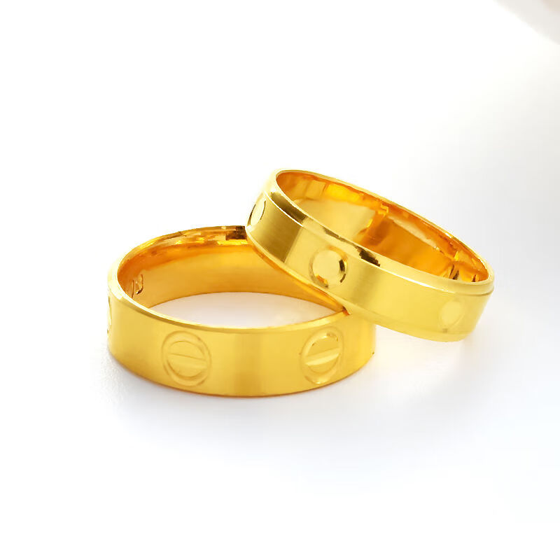 老凰祥款光面戒指女金包银一字经典个性足银闭口情侣对戒 一字光面