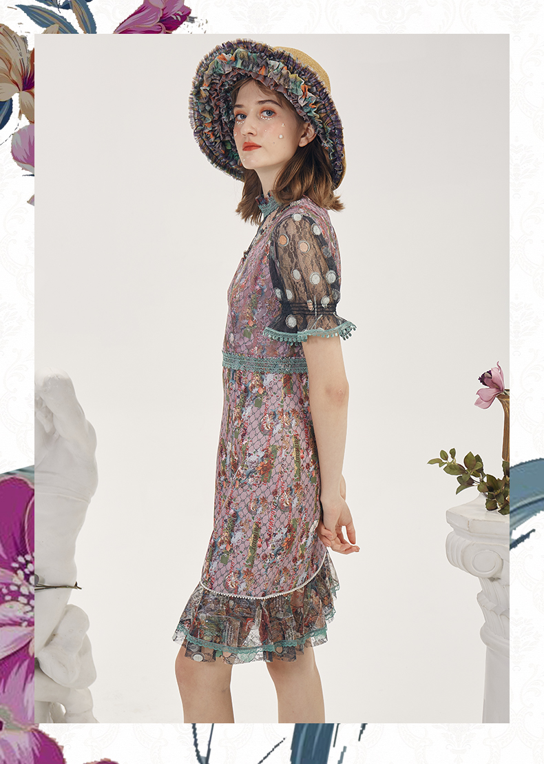 lulualways我爱露露荷叶边网纱鱼尾包臀裙连衣裙llb5163浅粉色15580as