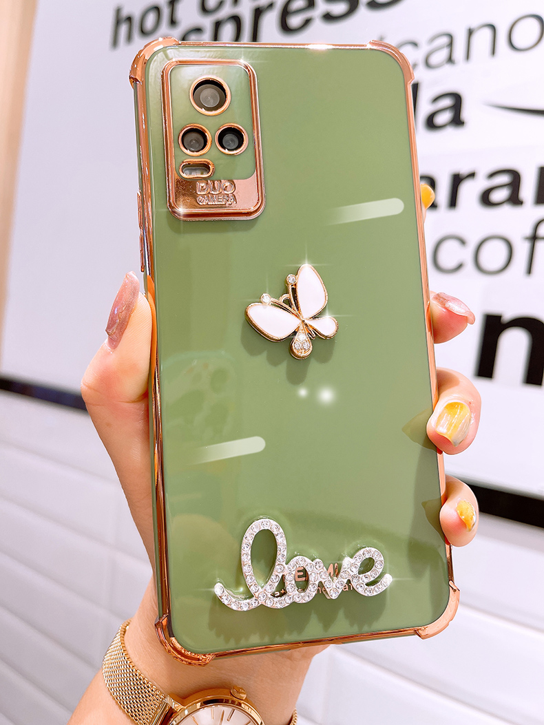 威布斯适用vivos7手机壳diy手工水钻蝴蝶s7保护套男女款电镀轻奢全包