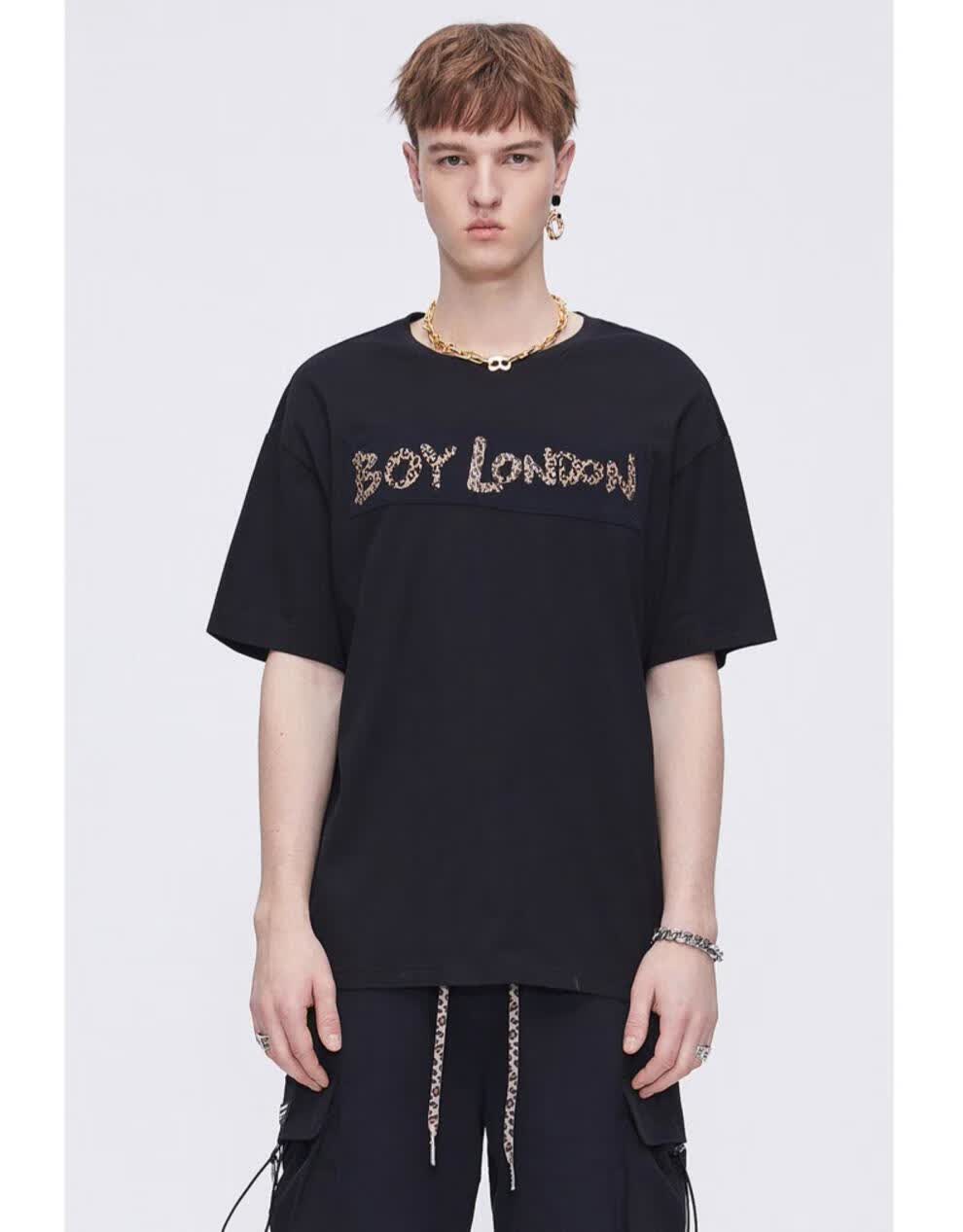 boy london21春夏蝴蝶效应主题印花潮流烫钻短袖t恤 黑色 l