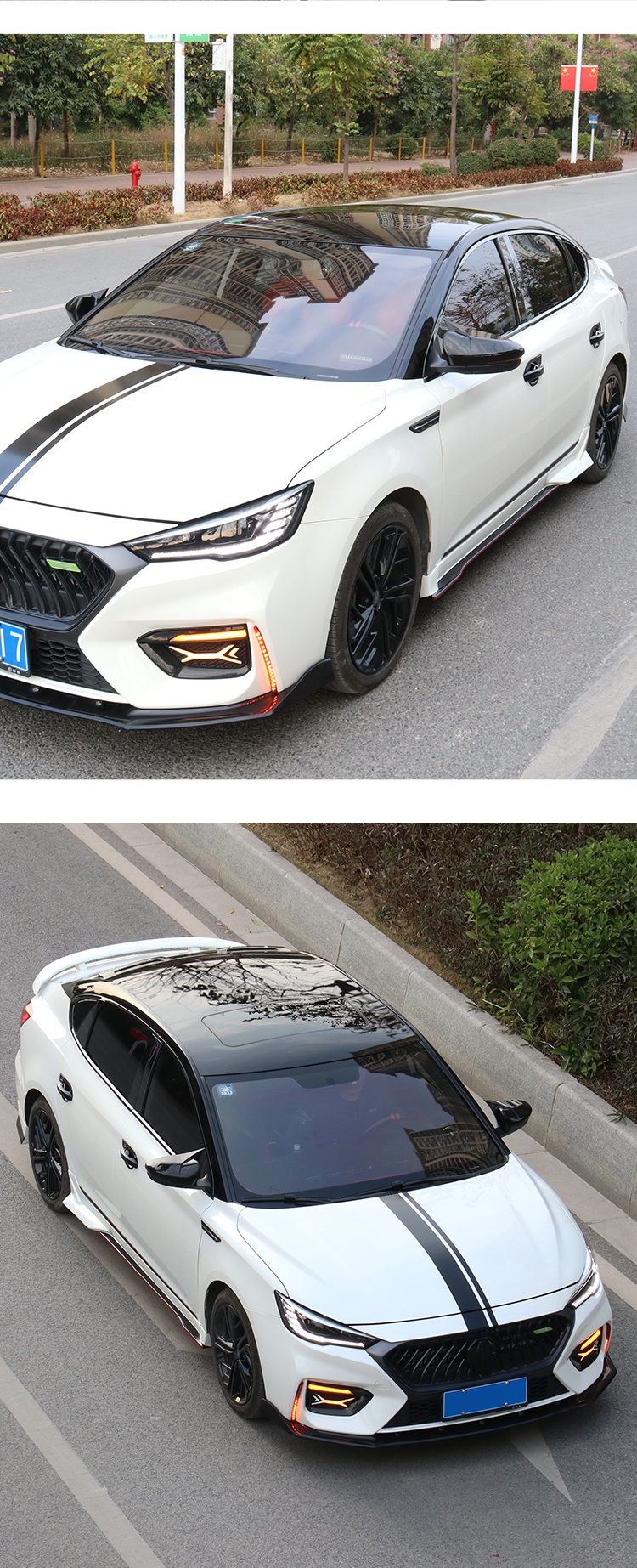 17-20款第三代名爵mg6改装车顶膜黑顶膜仿全景天窗膜名爵5亮黑悬浮顶