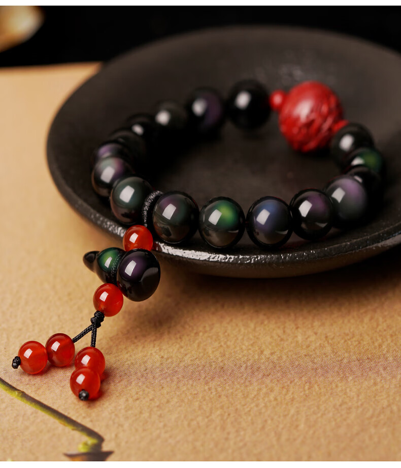 珀芙诺牛年扭转乾坤三合六合黑曜石葫芦朱砂生肖手串老鼠手链本命年