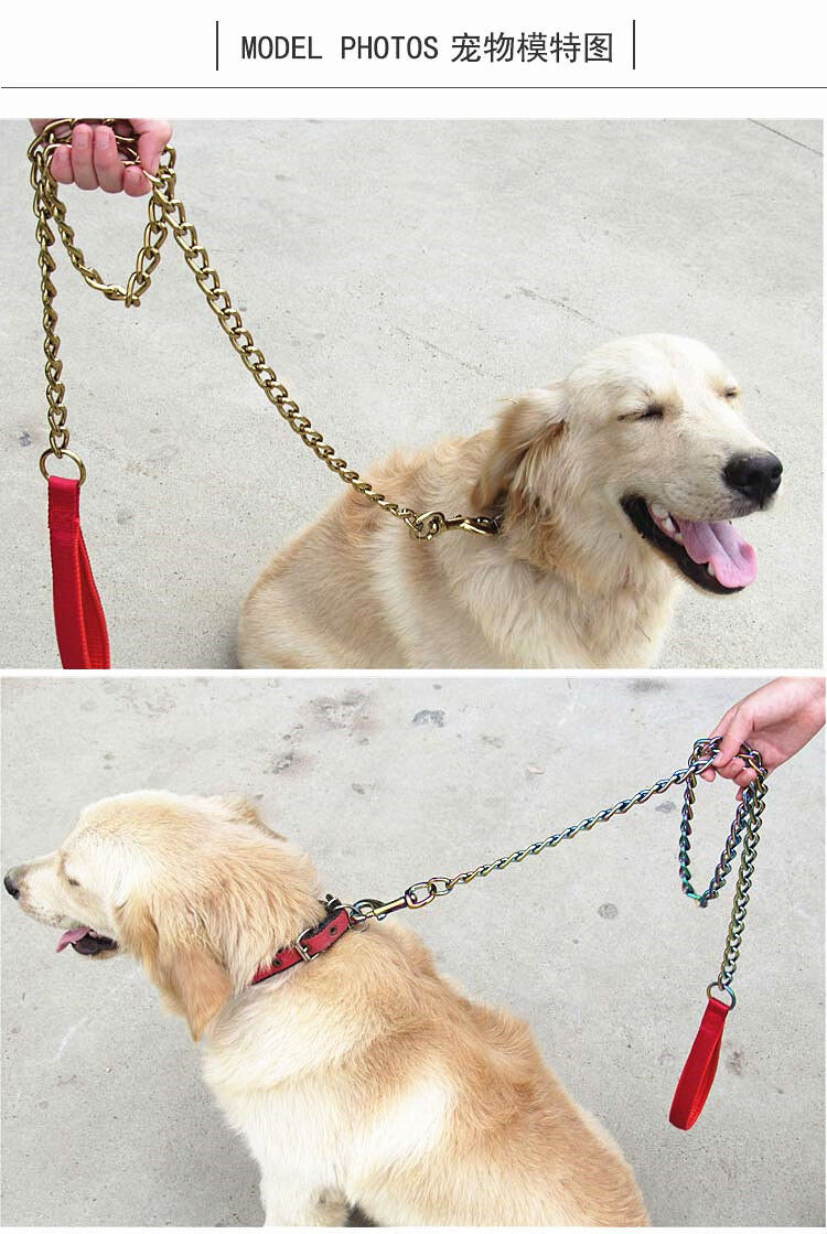 狗链子铁链狗绳子狗狗牵引绳泰迪金毛小型中型大型犬项圈宠物用品 1.