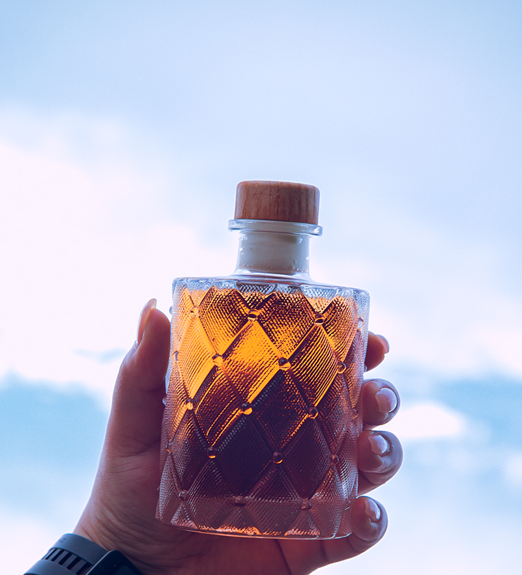 精致菱形花纹小瓶子好看的小酒瓶冷萃咖啡装小酒坛密封 菱形花纹200ml