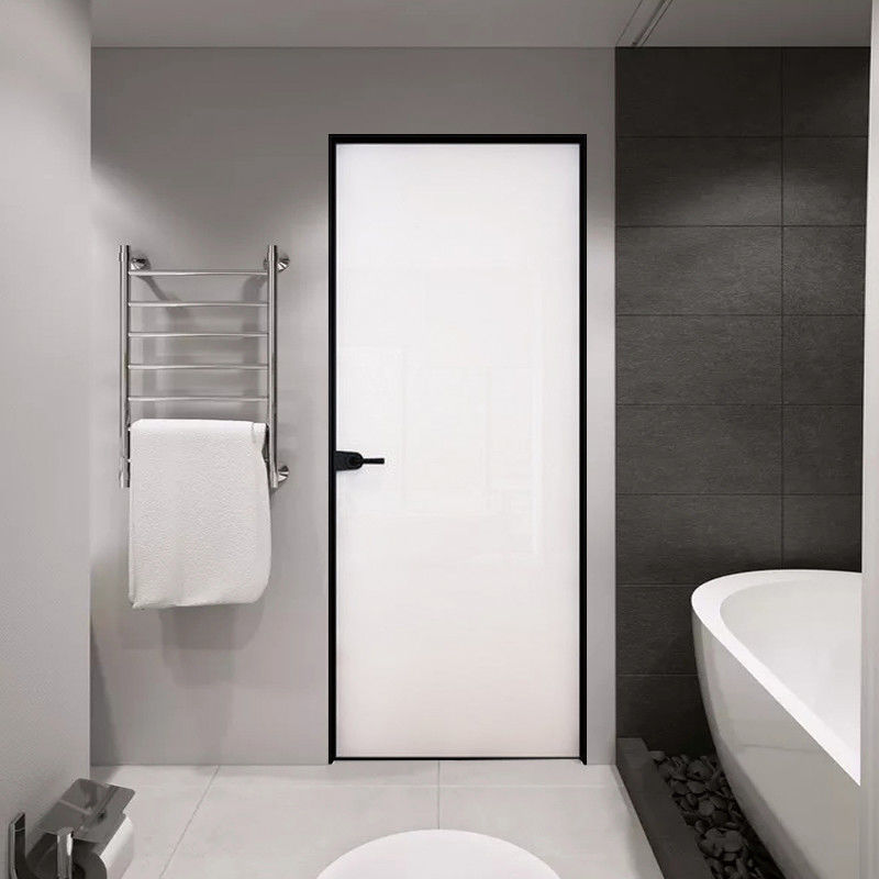 门浴室门简约极窄平开钛镁铝合金玻璃门茶色灰色透明长虹玻璃颜色可选