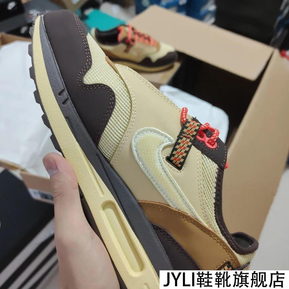 耐克同款ts联名倒勾小麦travisscottxmax低帮复古跑步鞋新莆田aj 黑