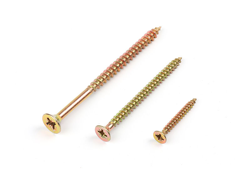精选高强度自攻钉纤维板钉螺丝钉黄色彩锌米字沉头实木加硬墙板干壁钉