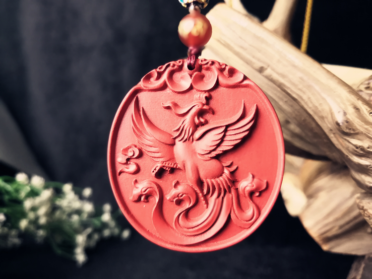 精选京选臻品道家朱砂朱雀凤凰吊坠五行缺火补火男女吊坠毛衣链彩岸