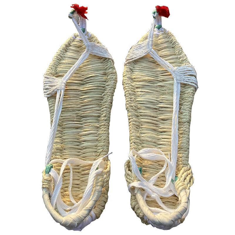 红军草鞋草编鞋女男潮手工复编织藤草男士手编凉鞋表演凉草 定制联名