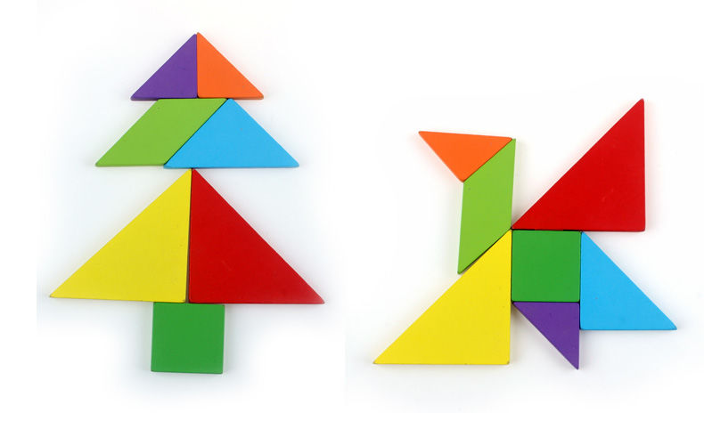 磁力拼图一年级教具小学生儿童木质智力画板教具p 磁性七巧板 630题