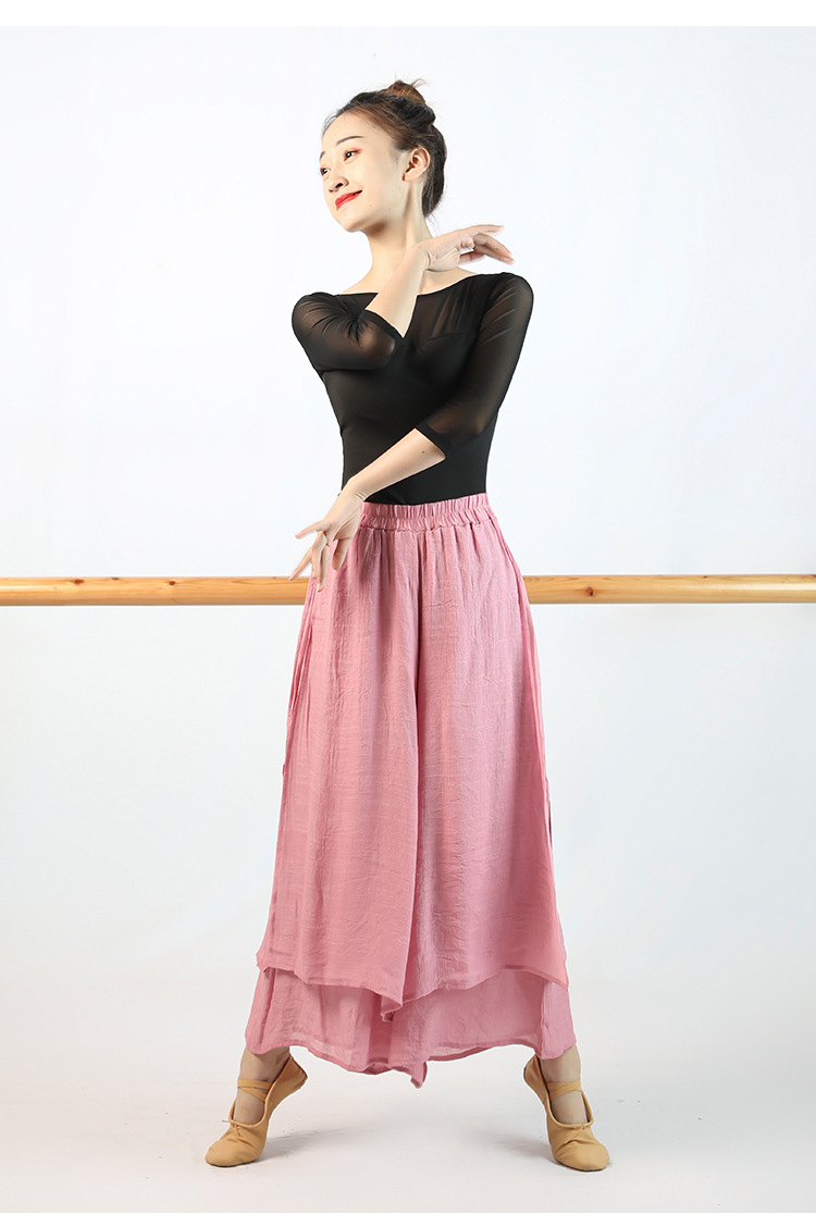 现代舞练功裤宽松飘逸雪纺阔腿裤古典舞裤中国风舞蹈服禅服瑜伽裤