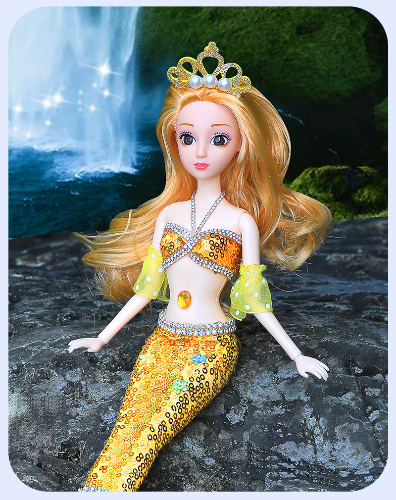 玩偶仿真儿童玩具女孩浅仔芭比洋娃娃典雅紫42厘米小美人鱼乐趣礼包