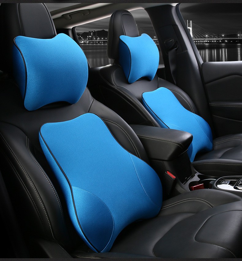 适用于汽车头枕腰靠套装记忆棉汽车用护颈枕头靠背垫车上座椅靠枕垫