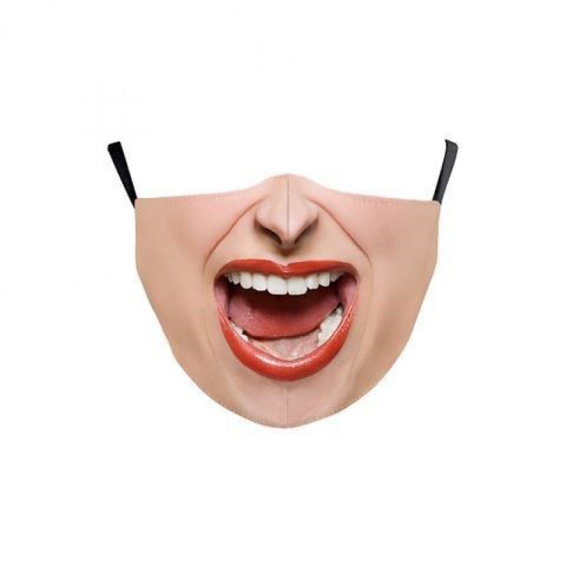 搞笑口罩假装没戴口罩人脸图案表情搞怪搞笑另类人物嘴脸网红抖音同款