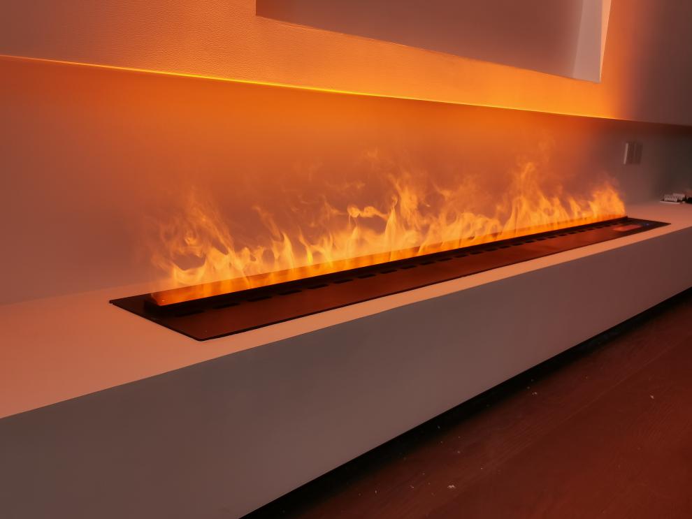 雾化壁炉定制户外圆形火盆篝火客厅装饰家用电子仿真复古烤火炉 长条