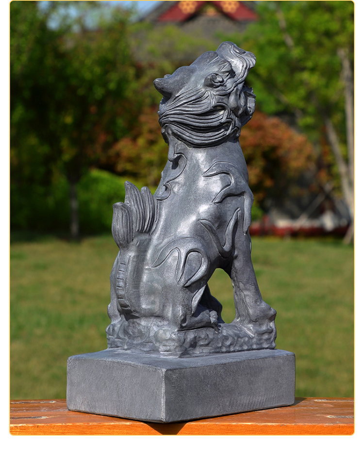 石头石雕望天吼青石朝天吼独角兽石吼摆件望君归蹬龙石雕 长12宽8高20