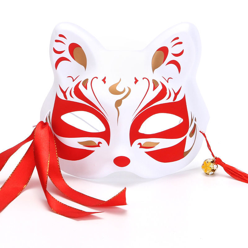 猫面具半脸古风二次元萤火之森动漫网红万圣节道具北极象彩莲花1个装