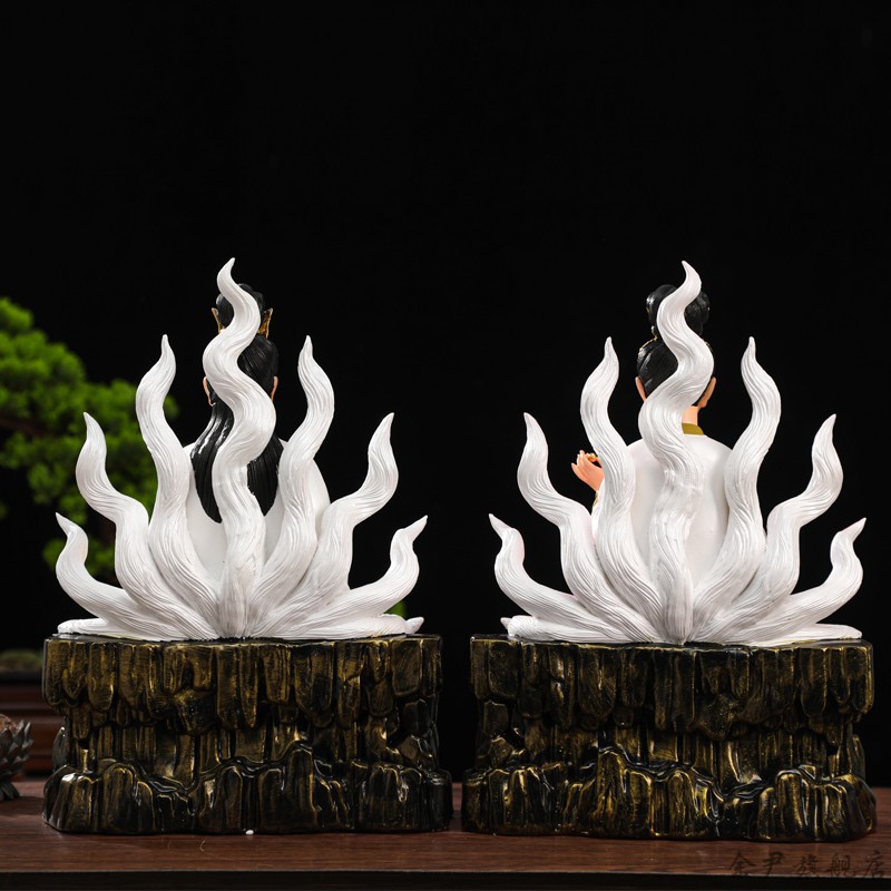 九尾狐仙像12吋男狐女狐九尾狐神像居家供奉树脂佛像胡仙摆件16吋19吋