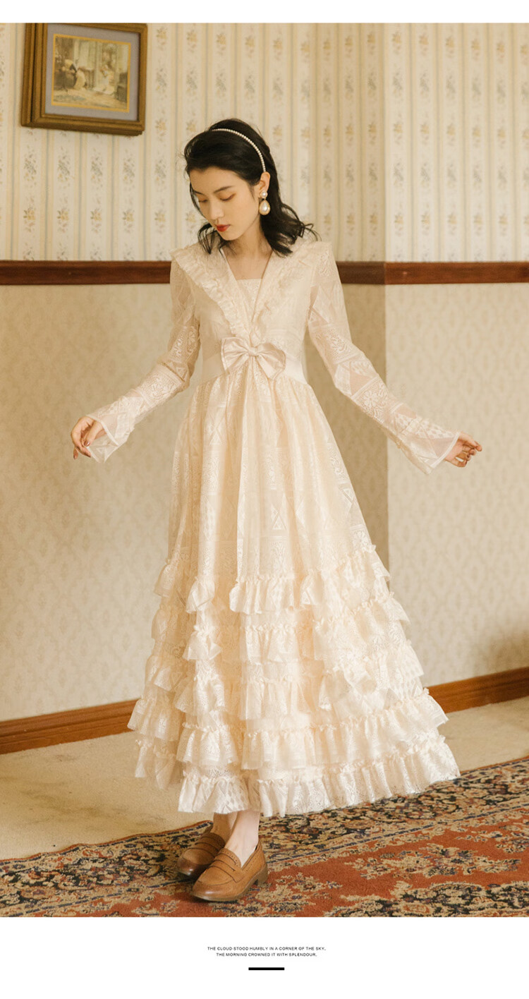 欧式宫廷礼服演出服法式赫本礼服长裙超仙复古欧式宫廷风蛋糕连衣裙