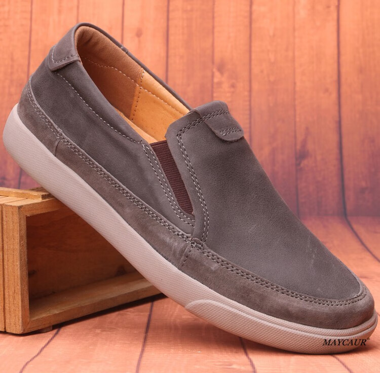 maycaur轻奢品牌男鞋头层牛皮休闲鞋软底欧美时尚复古透气皮鞋春秋男