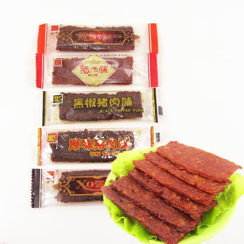 珍味猪肉脯条500g散装黑椒猪肉脯果汁猪肉脯儿童口味猪肉干肉片猪肉脯