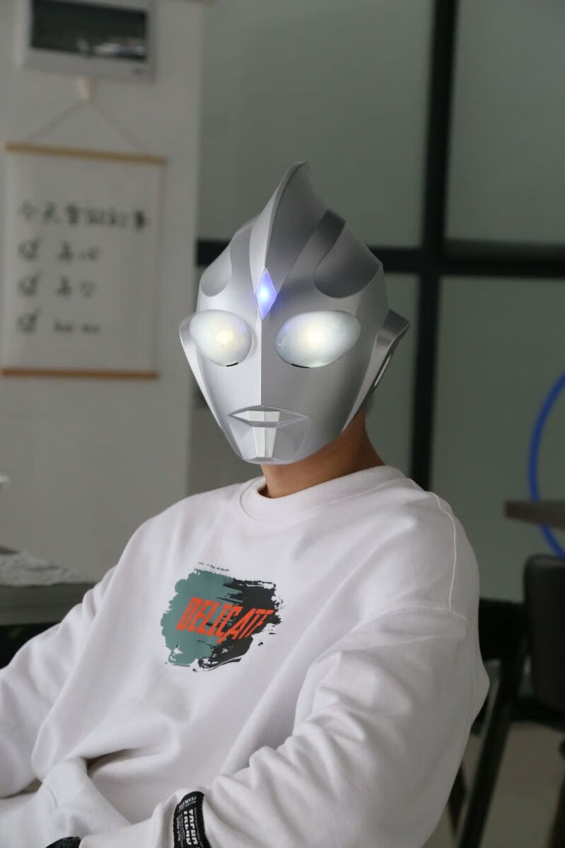 迪迦奥特曼头套头盔皮套cos可穿戴真人派队同款表演面具 黑暗变身器