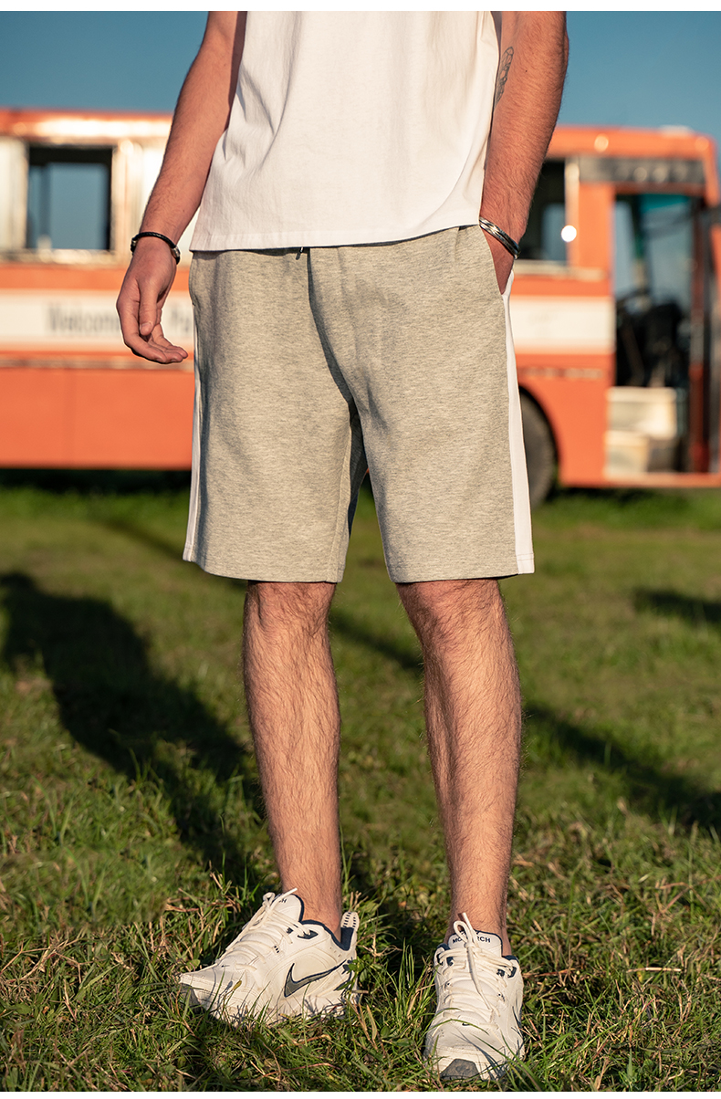 英爵伦2021夏季新款短裤男潮流休闲五分裤青年撞色直筒中裤男生黑色m