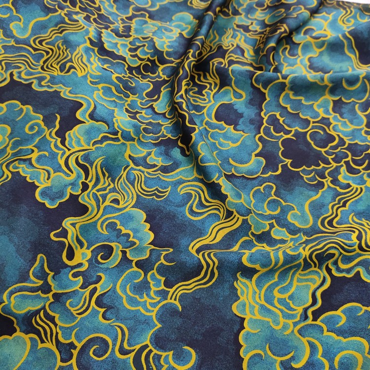 贝兰蓓儿 鎏金花卉25姆米真丝素绉缎香云纱桑蚕丝110cm宽幅丝绸服装