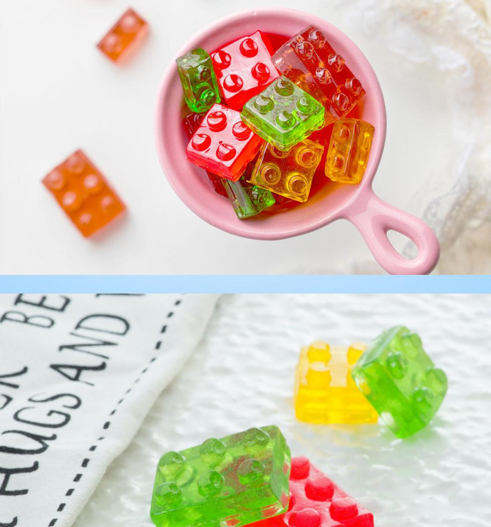 amos阿麦斯乐高4d乐高积木软糖儿童趣味零食28g10包酸奶味积木软糖