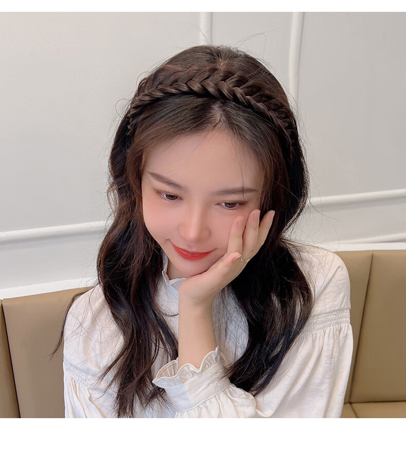 狮子头麻花辫发箍头饰发捆鱼骨辫假发头箍网红2022年新款编发辫子发卡