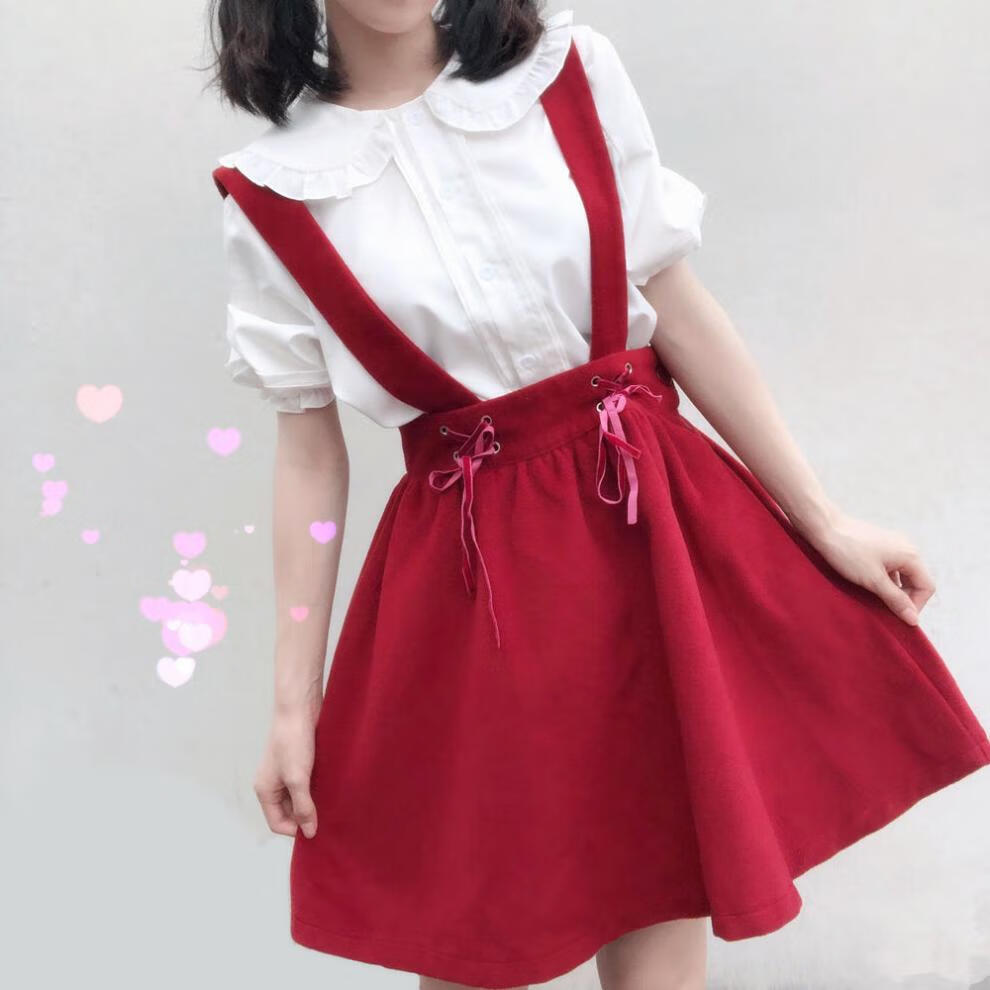 仓梵春夏lolita洛丽塔内搭少女灯笼袖娃娃领衬衫jk日系短袖学生制服