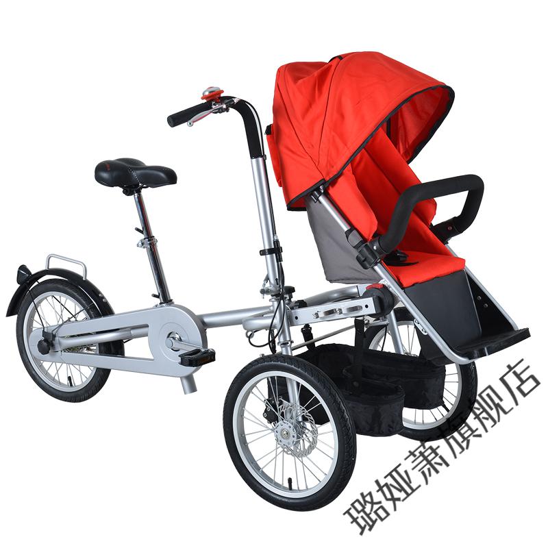 2022新款雷亚亲子自行车母子车母婴车可坐可骑行折叠三轮车亲子车母子