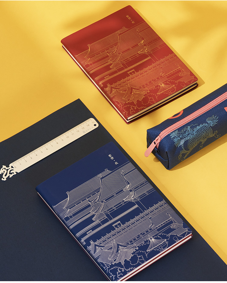 加厚记事本简约烫金大学生商务皮面软皮办公笔记本文具文创 紫金昼夜