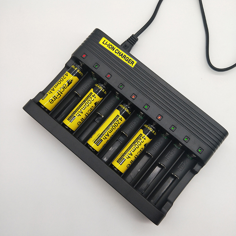 7v锂电池充电器通用型多功能座充 10槽1个 18650电池平头 1节 电池足