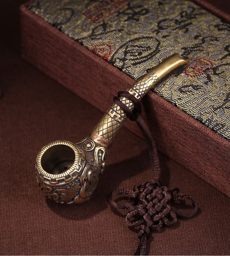 都田手工铜烟斗雕龙传统老式便携雕花旱烟袋锅子男礼物小号佛祖烟斗