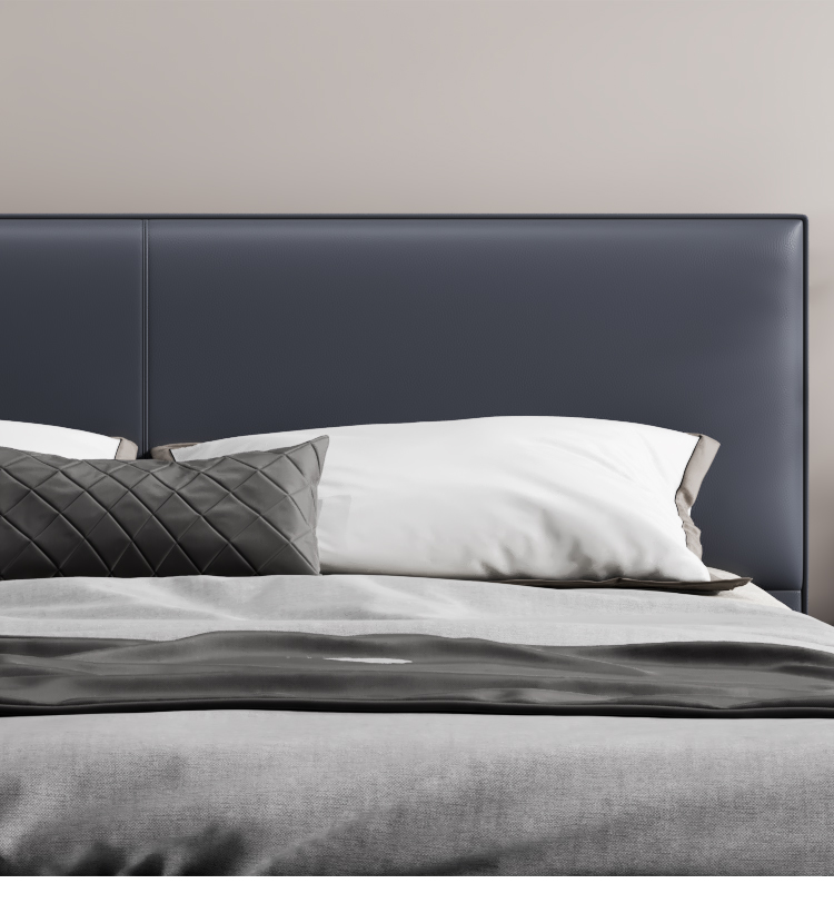 芝华士品质真皮床双人床主卧意式极简轻奢床北欧床现代简约头层牛皮