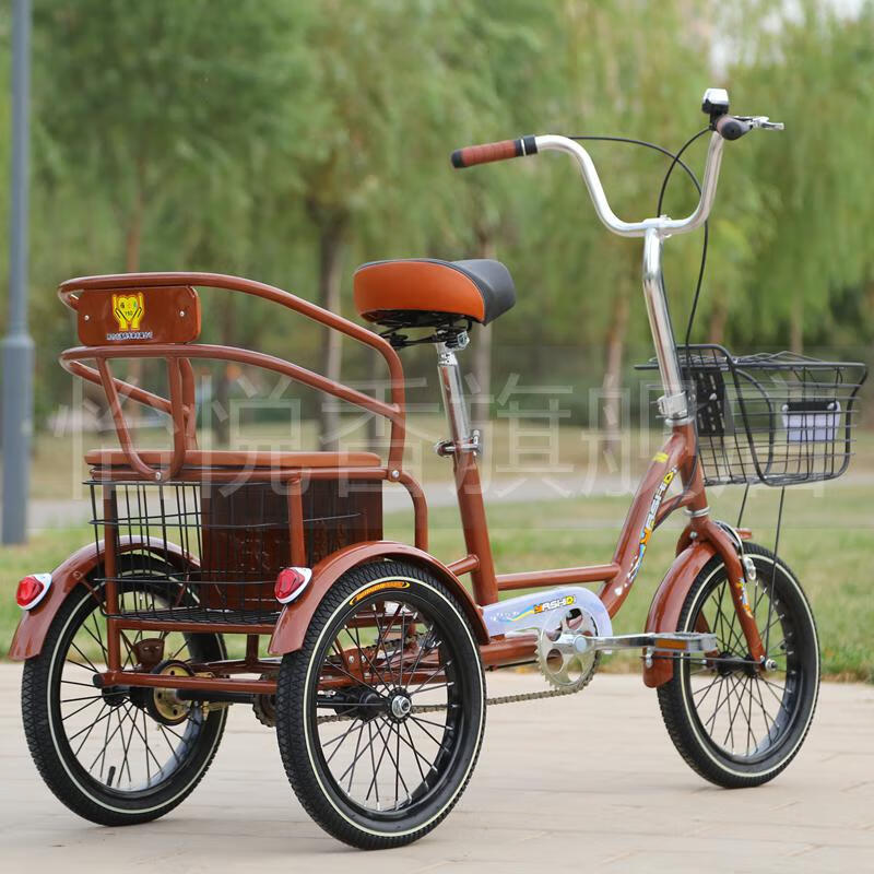 老年人自行车老人脚蹬三轮车成年人代步脚踏休闲车货车子 16寸高配