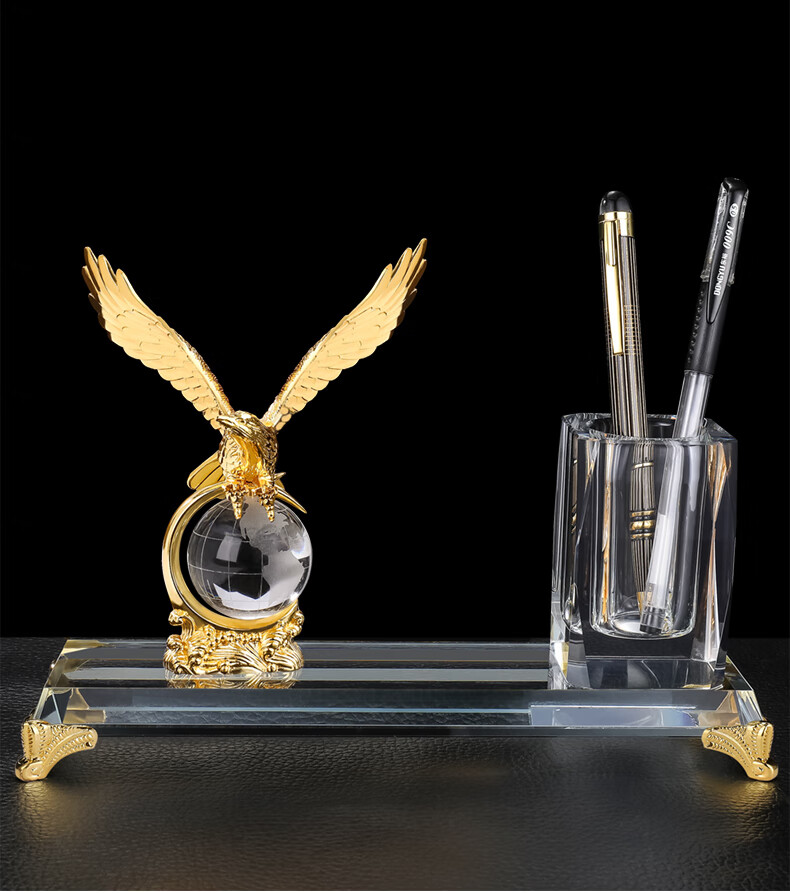 京选品质高办公桌摆件笔筒笔筒办公室桌面大气收纳摆件创意水晶地球仪