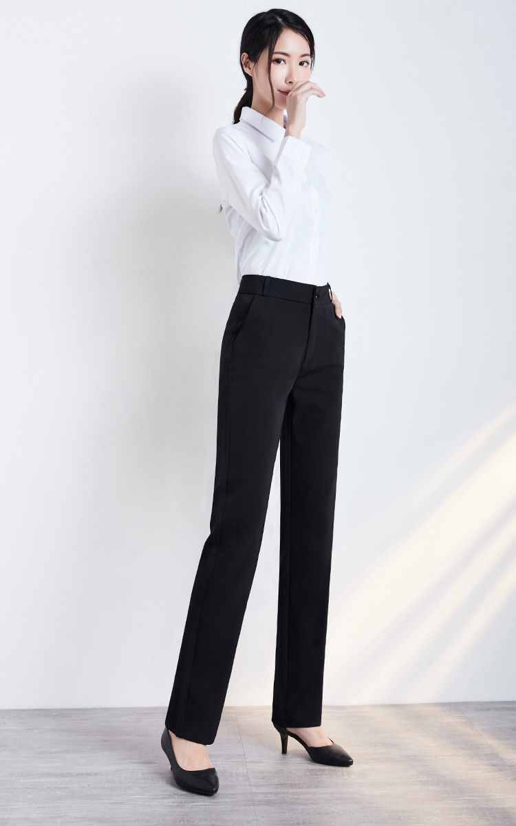 西装裤女职业加厚宽松直筒西裤女黑色工作长裤女黑色秋冬加绒款l2尺2