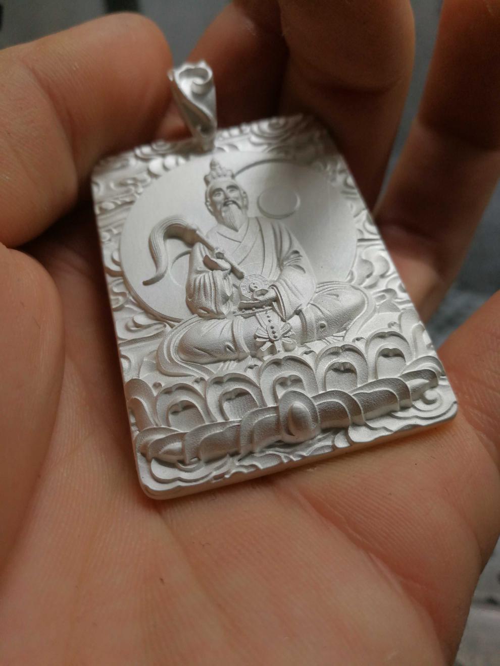 提伯斯太上老君足银吊坠鸿钧老祖太乙真命佛99足银新