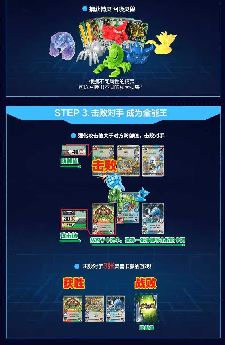 兽王争锋补充套装双属性精灵全属性卡牌盲包灵兽金卡代币男孩玩具8包