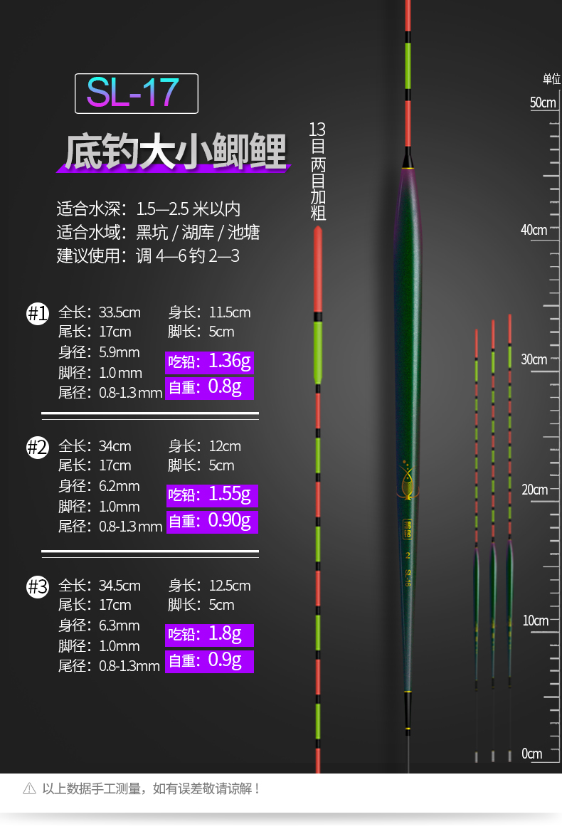 高灵敏小碎目鱼漂抗走水醒目加粗尾鲫鱼鲤鱼野钓纳米浮漂sl02底钓大小