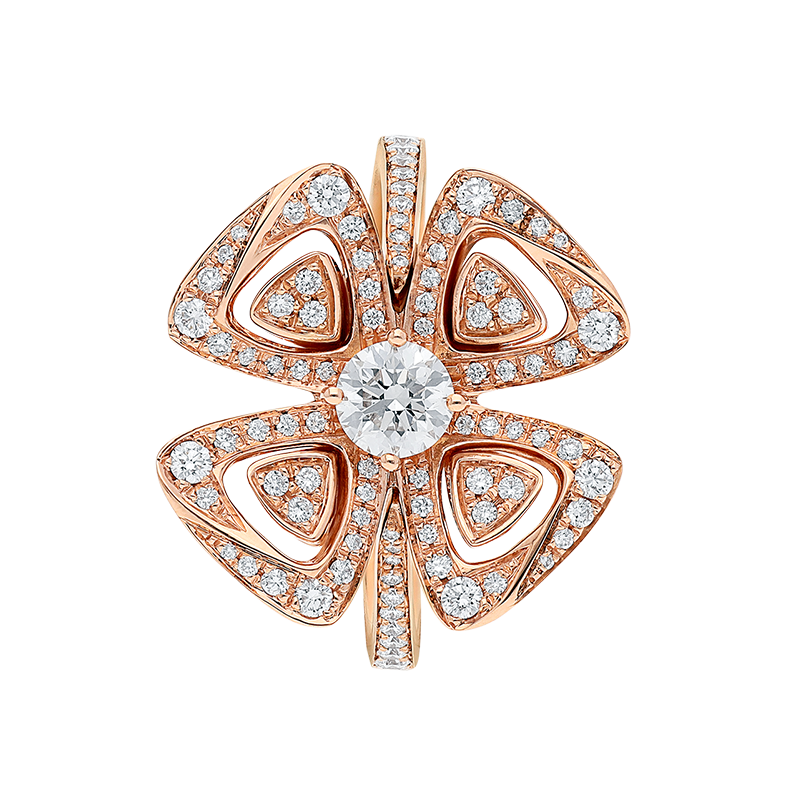 bvlgari宝格丽fiorever咏绽系列18k玫瑰金戒指密镶钻石女士花瓣形状