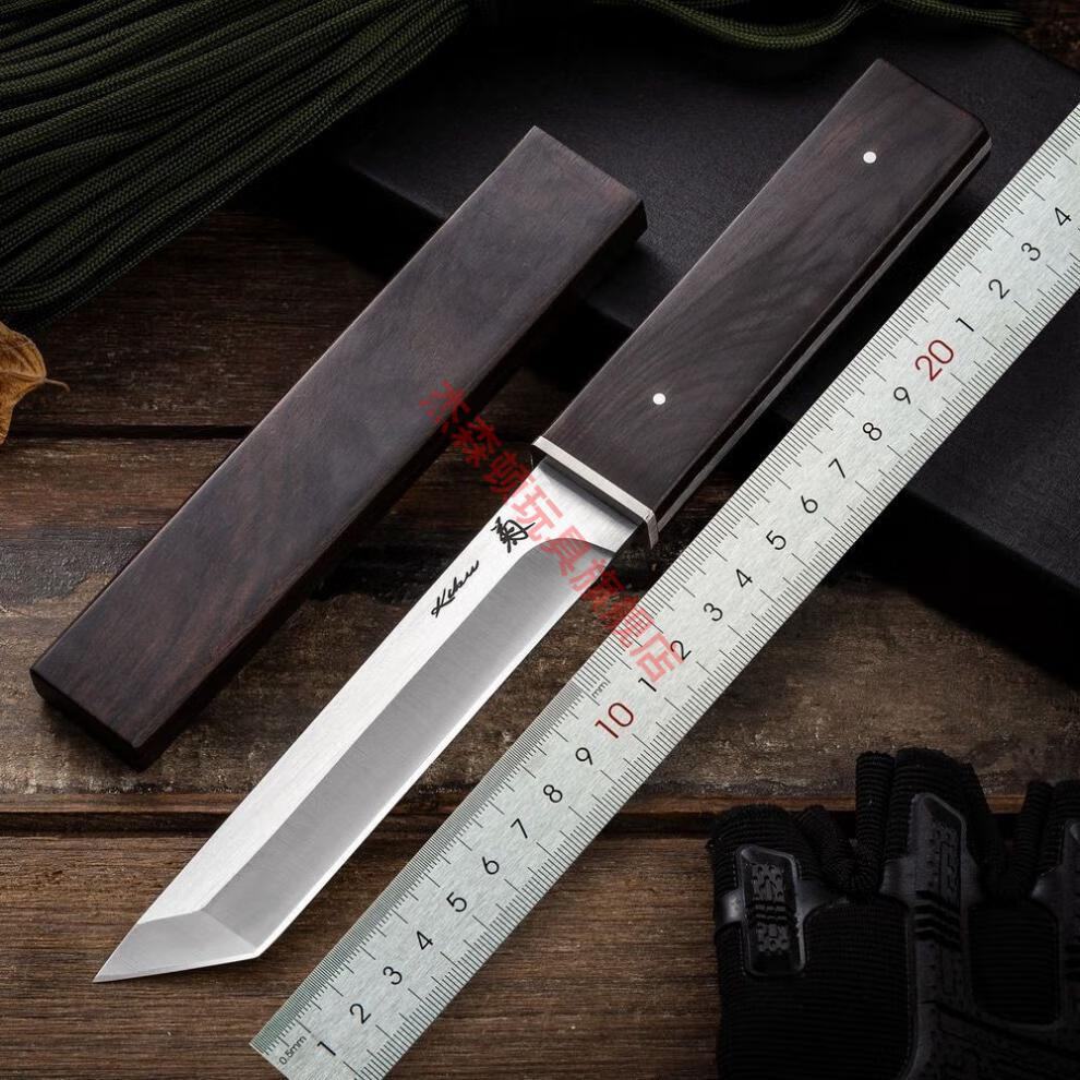 匕手 菊田镇尺松田户外小直刀d2一体钢锋利高硬度水果刀荒野求生随身