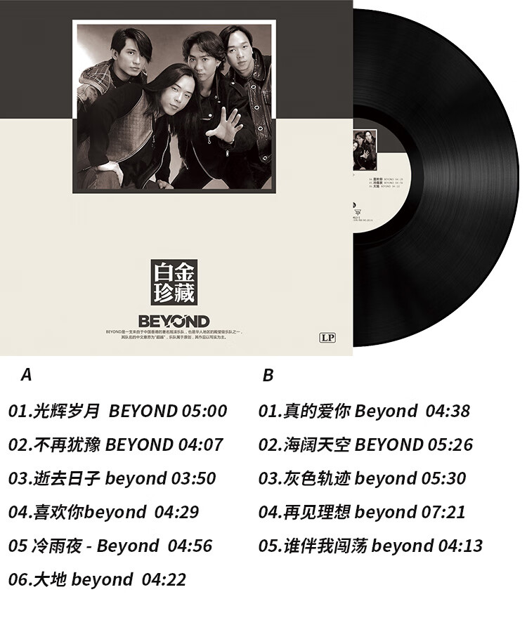 正版beyond白金珍藏黑胶唱片留声机唱片电唱机唱片机碟片lp12吋