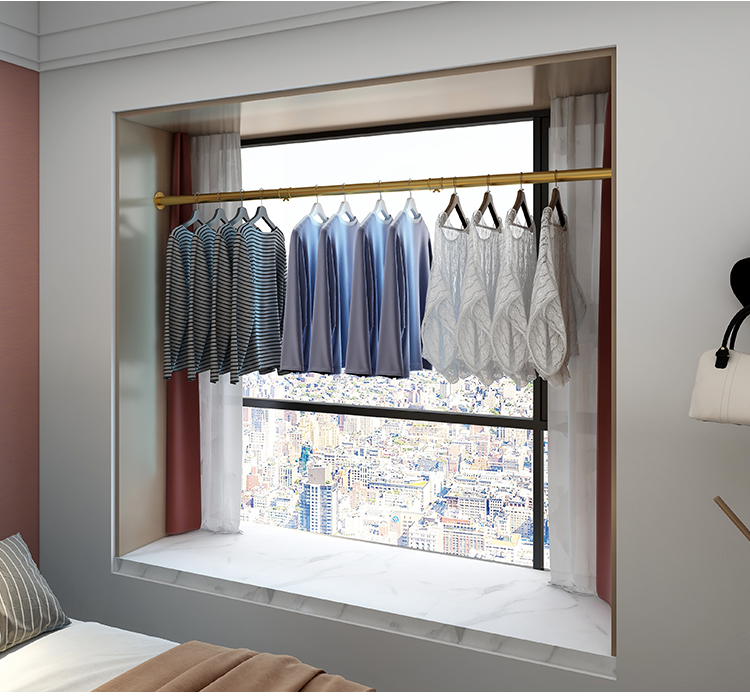 小米mi米家通用免打孔飘窗晾衣架落地卧室内伸缩杆学生折叠阳台凉晒
