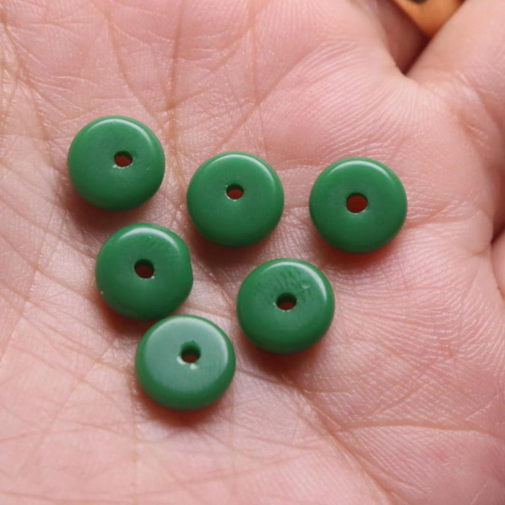 凌盛雪巴琉璃果冻料绿松色隔片隔珠菩提佛珠手串108长串diy文玩配饰件