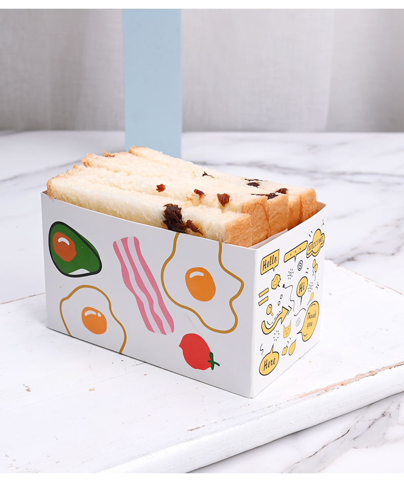 厚蛋烧吐司包装盒三明治手拿握面包纸盒甜甜圈鸡蛋饼汉堡打包盒子