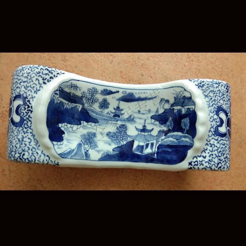 青花陶瓷枕景德镇手绘青花瓷枕头 高雅陶瓷枕头 仿官窑影青瓷器枕头