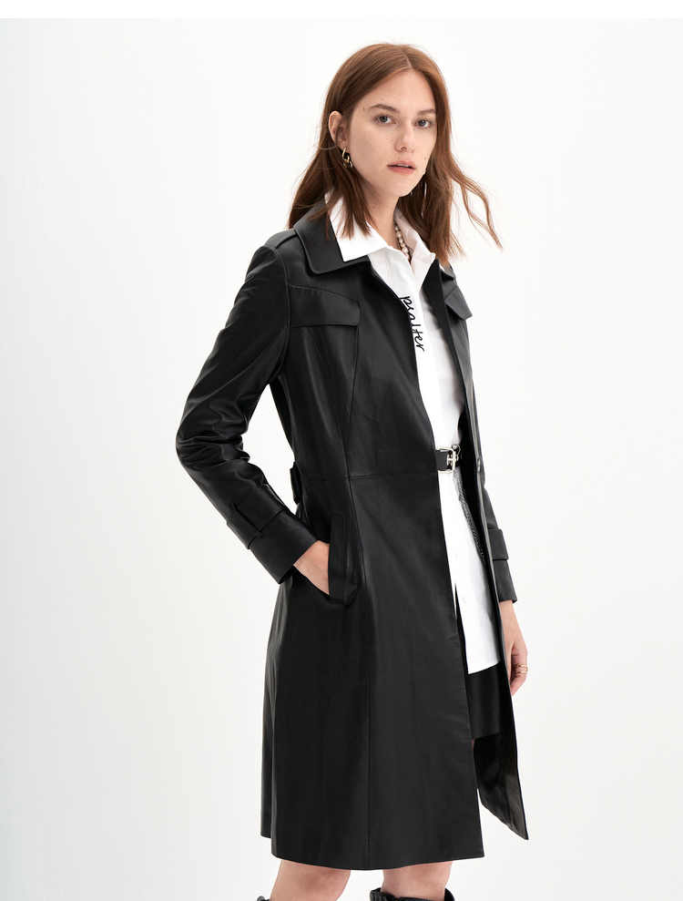 psalter诗篇女装2020秋季新款绵羊皮皮衣红色44